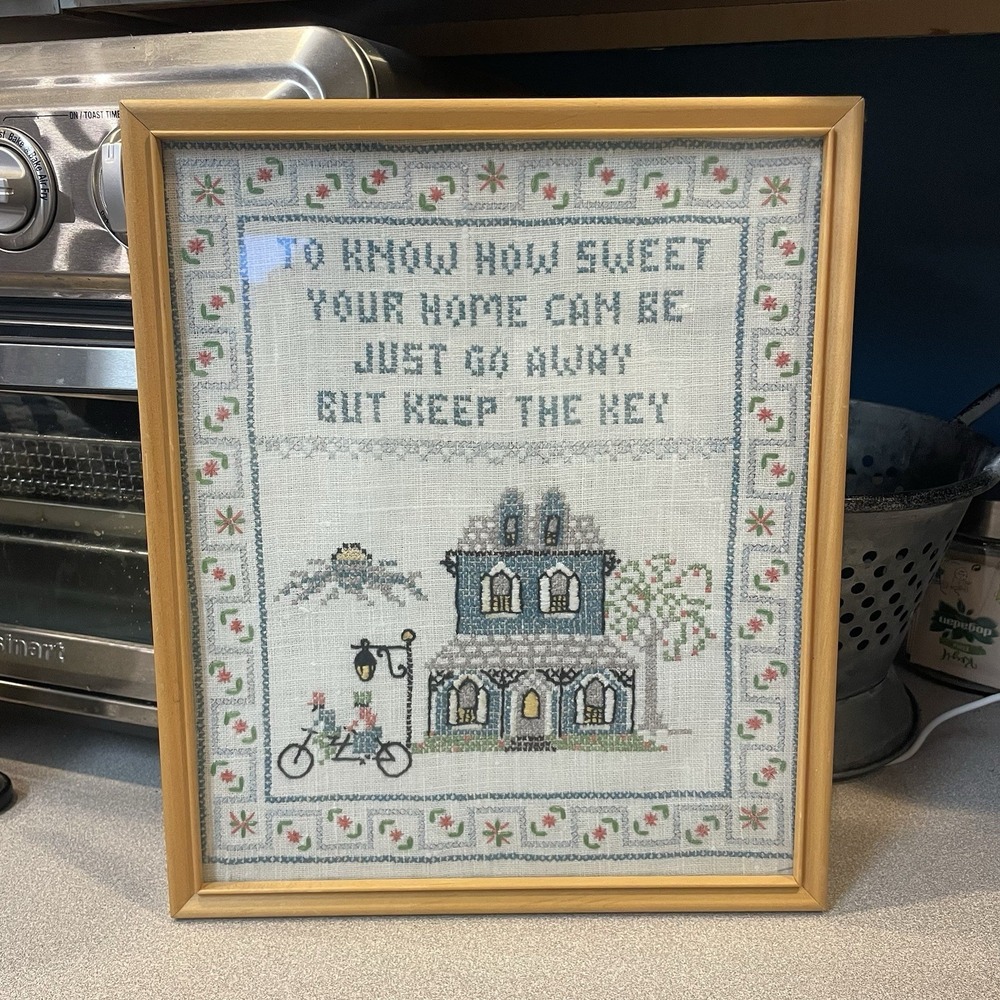 Vintage Needlepoint Cross-stitch To Know How Sweet Your Home Can Be 10.5x12.5"